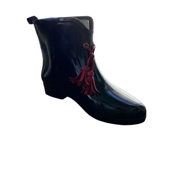 Capelli New York Madamoiselle Black Ankle Bootie Rain Boots Size 7 - Picture 1 of 9